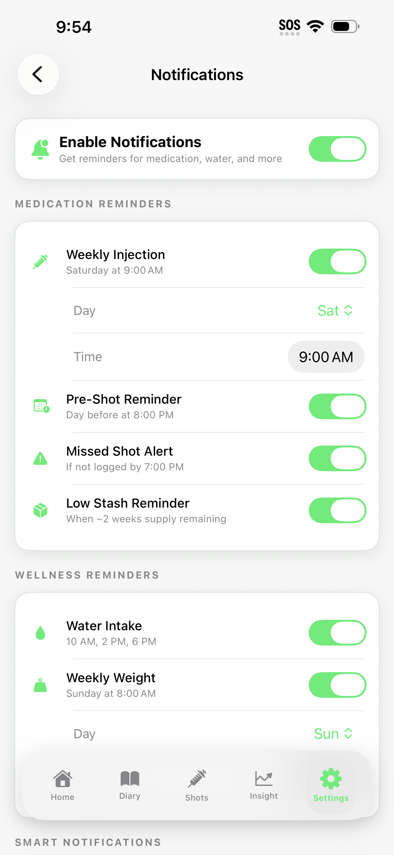 NutriGLP smart notifications